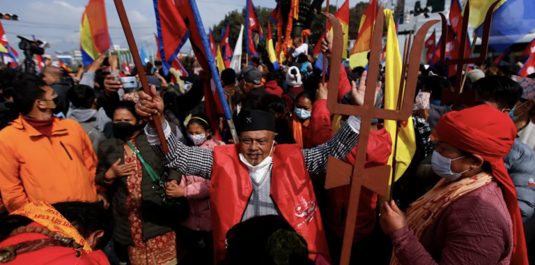 Nepal riot police rout protesters seeking restoration of monarchy